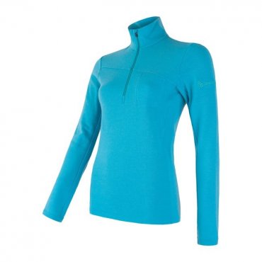Sensor Merino Extreme dámské triko s dlouhým rukávem zip modrá